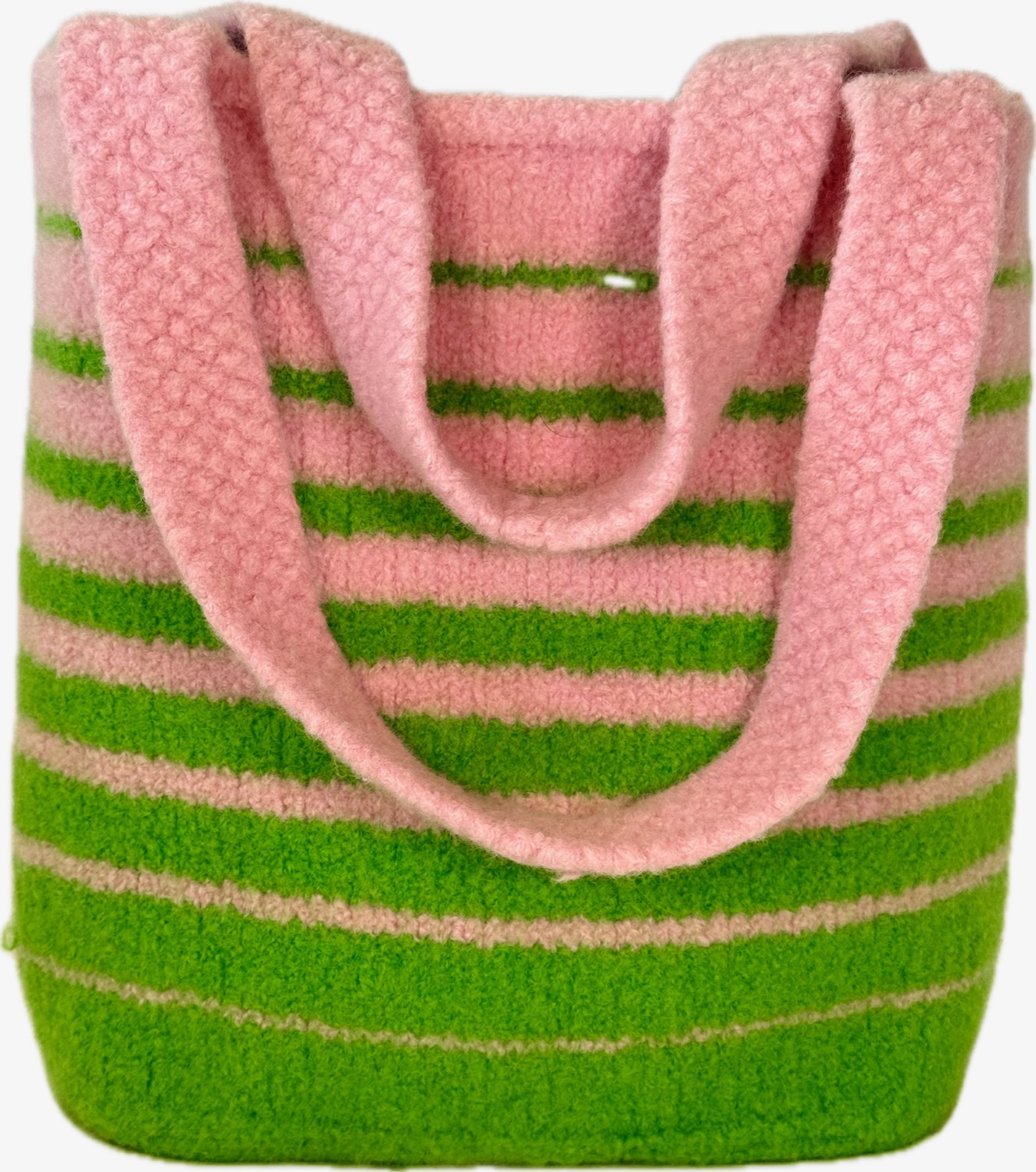 Forest green and cotton candy felted tote